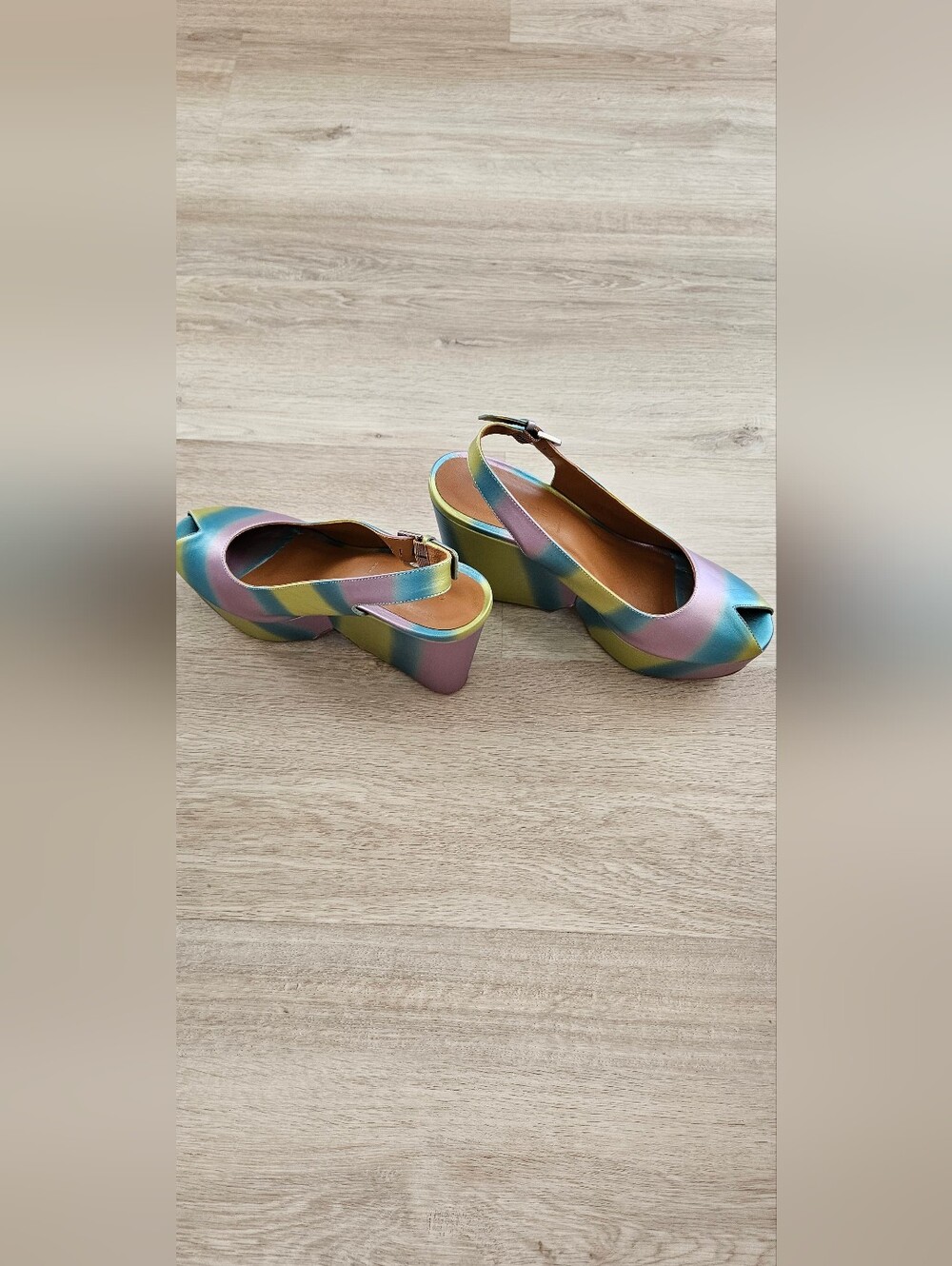 Peeptoe Platforms In Shimmery Rainbow - Picture 2 of 5
